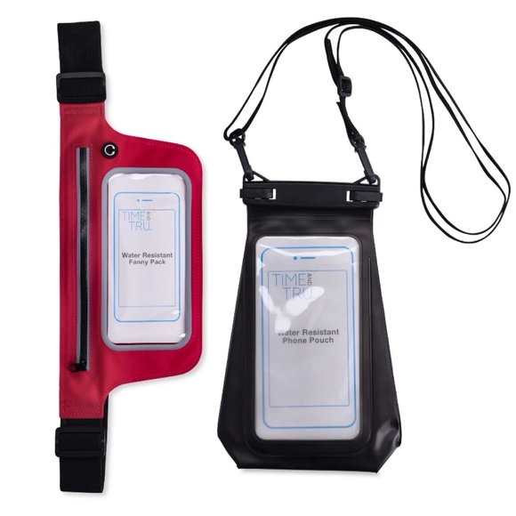 2pc-Time and Tru Women's Neoprene Fanny Pack & Phone Pouch Pink/black - Picture 1 of 7